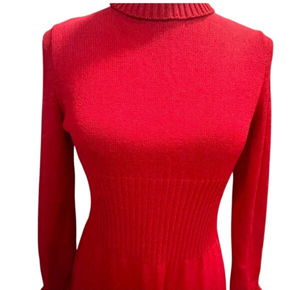 Long, Red, Vintage, Sweater Dress - Picture 5 of 8
